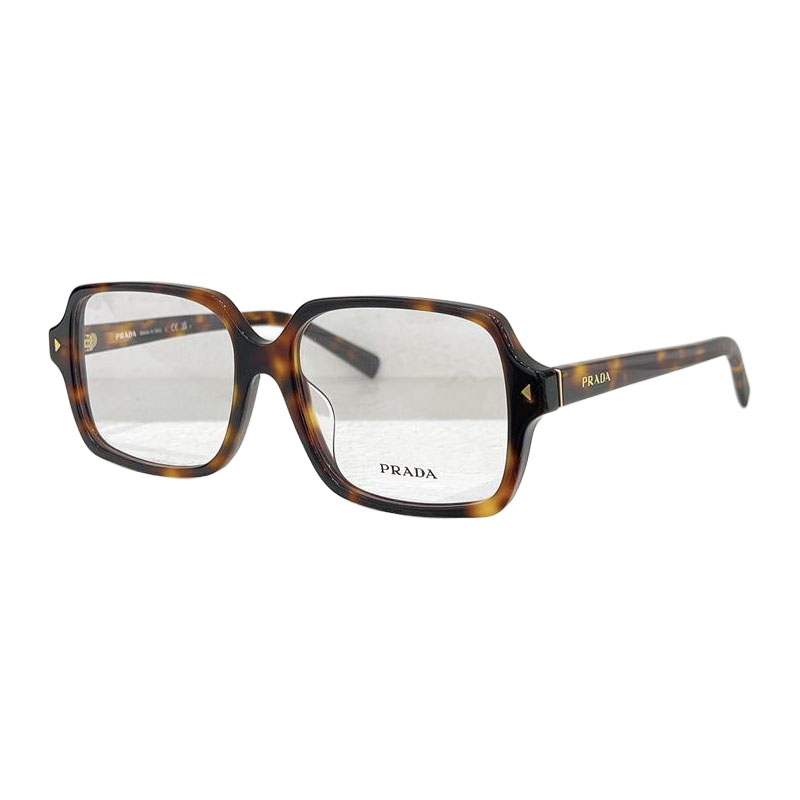 Óculos de armação quadrada Prada leopardo/vermelho/preto com lentes transparentes Tamanho 55口16-145