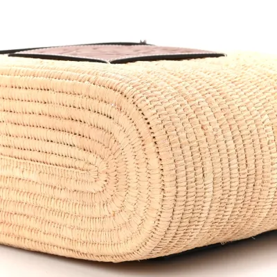 Loewe Square Basket Tote Bag Small Natural/Pecan Raffia & Calfskin Leather