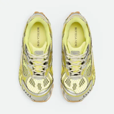 Bottega Veneta Orbit Sneakers In Yellow/Silver Technical Fabric And Mesh Lace-Up Sneaker