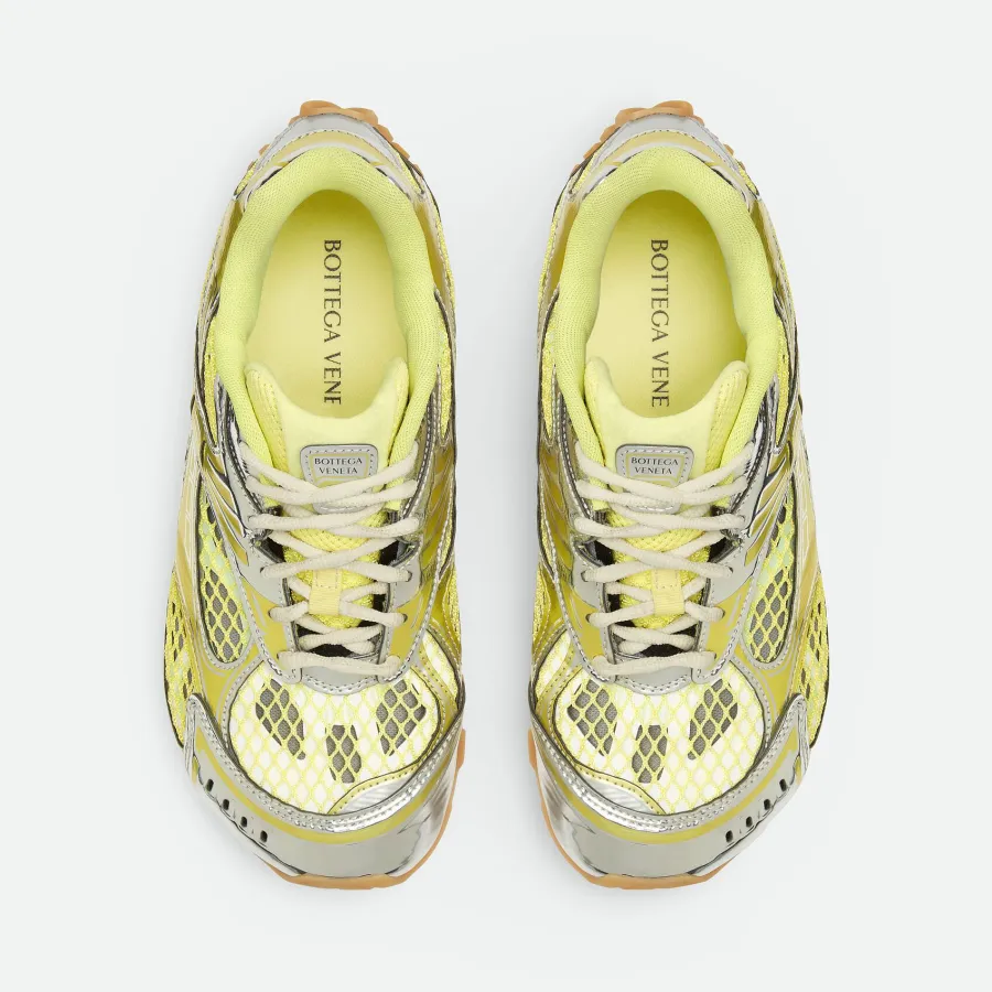 Bottega Veneta Orbit Sneakers In Yellow/Silver Technical Fabric And Mesh Lace-Up Sneaker