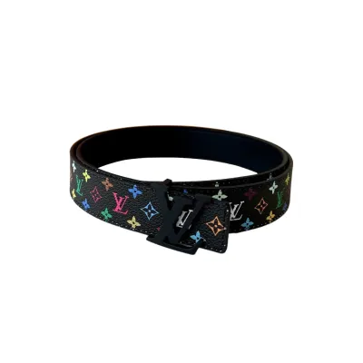 Louis Vuitton Men's LV x TM Belt In Black/White Monogram Canvas With Black Hardware 30mm