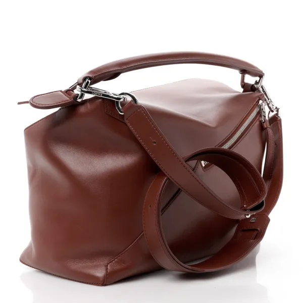 Loewe Puzzle Bag Large Brownie Shiny Calfskin Leather - Image 3