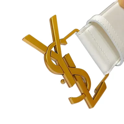 Saint Laurent Pairs Belt In White/Brown/Black/Coffee Smooth Calfskin With Gold Hardware 50mm