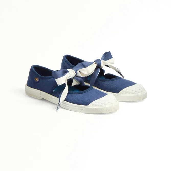 VALENTINO BAY BY BAY Blue ladies canvas ballet flats