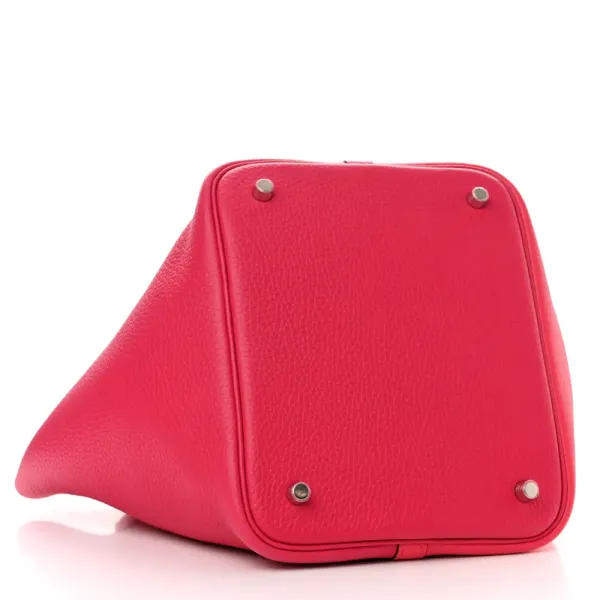 Hermès Casaque Picotin Lock 22 MM Rose Extrême / Rose Mexico / Rouge de Coeur Taurillon Clemence Leather Palladium Silver Hardware - Image 6