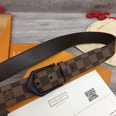 Louis Vuitton Men's Timeless Reversible Belt In Brown/Black Monogram And Damier Canvas With Black Hardware 35mm
