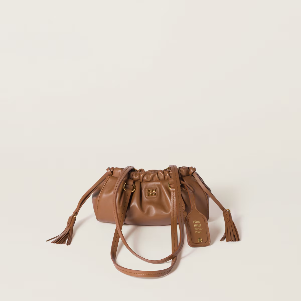 Miu Miu Joie Nappa Quilted Lambskin Leather Brown Bolsas de Ombro