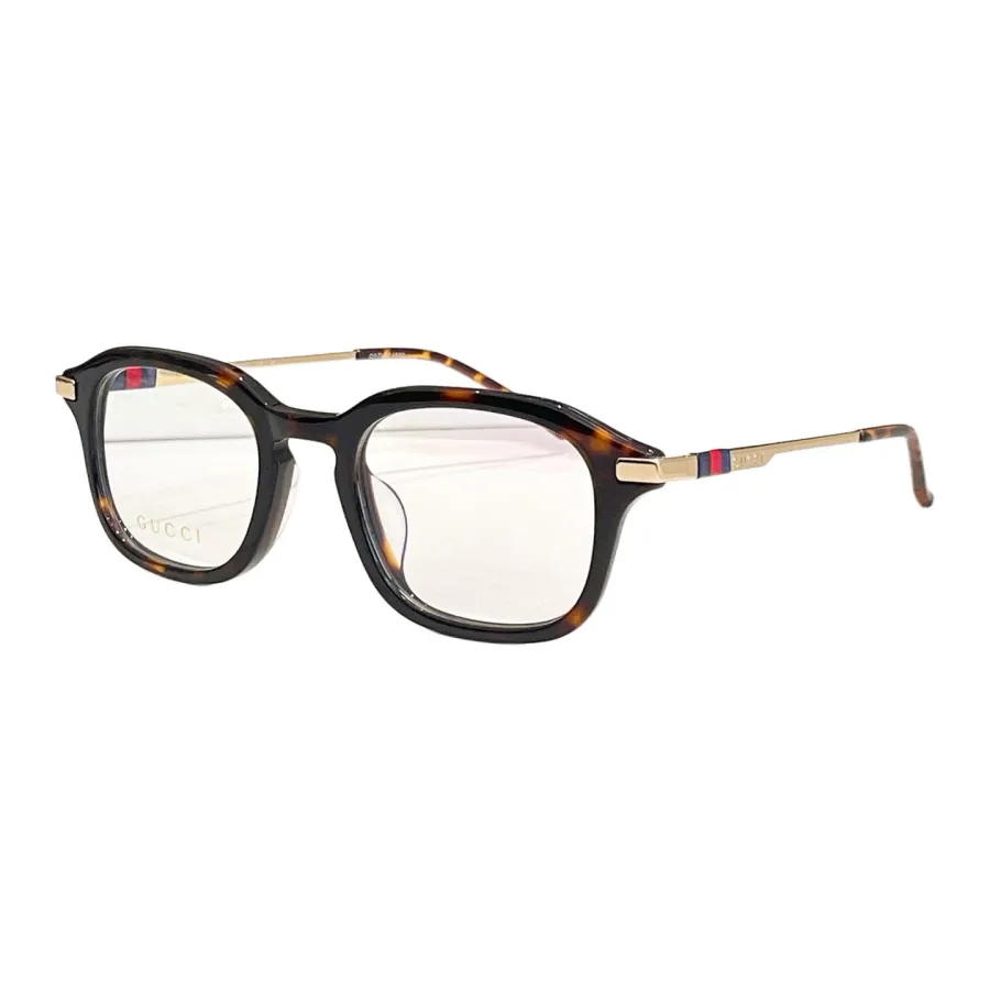 Gucci square frame glasses leopard/black/black gold/grey silver/tawny color Size 49口21-145