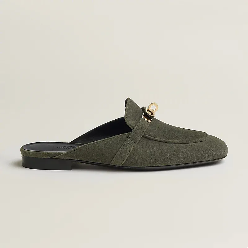 HERMES Oz Mule Green Slippers