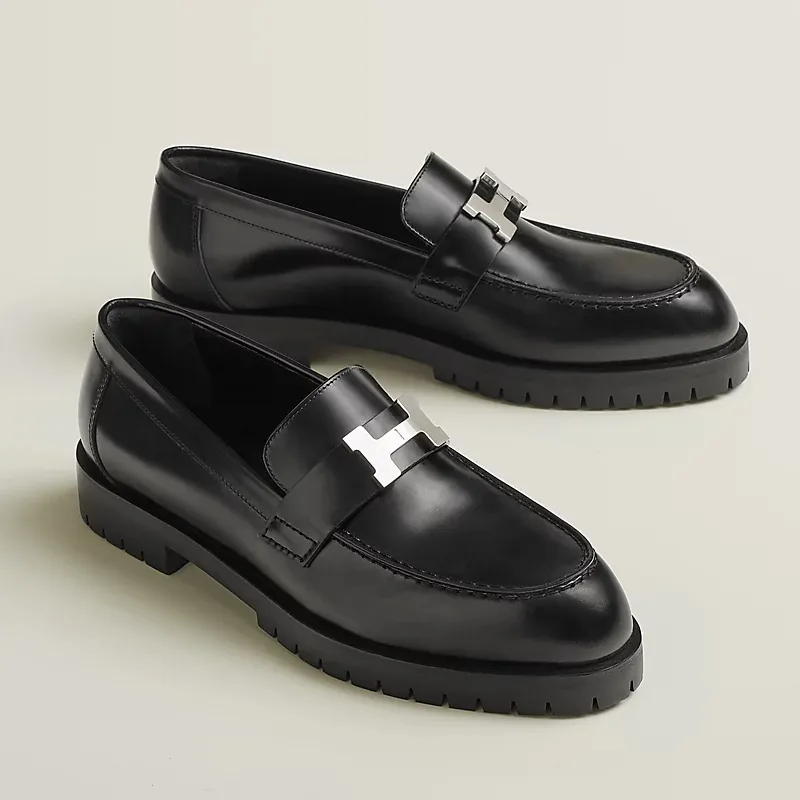 HERMES Faubourg Black Loafers