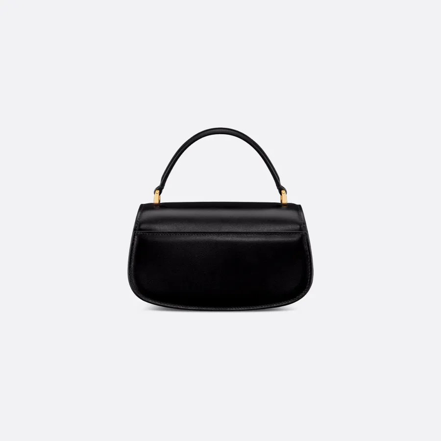 Dior Small 30 Montaigne Avenue Top Handle Bag In Black Ribbed Calfskin With Gold Hardware