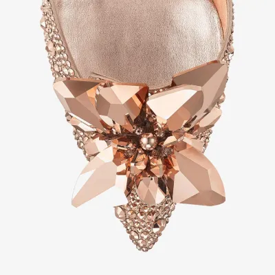 JIMMY CHOO Rose gold crystal studded pointy heels