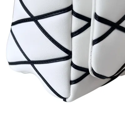 Louis Vuitton GO-14 MM White And Black Lambskin Leather Gold Hardware