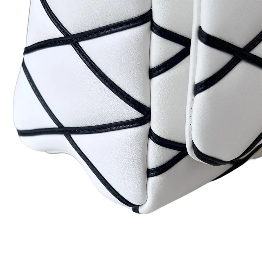 Louis Vuitton GO-14 MM White And Black Lambskin Leather Gold Hardware