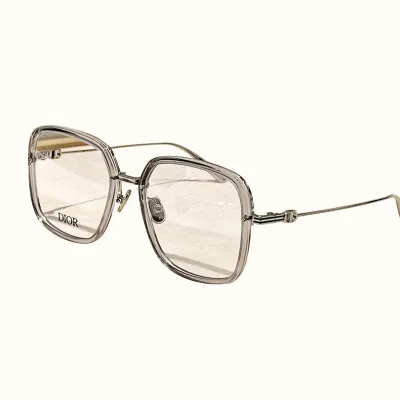DIOR square transparent frame glasses misty rose/silver/tawny Size 58-15-145