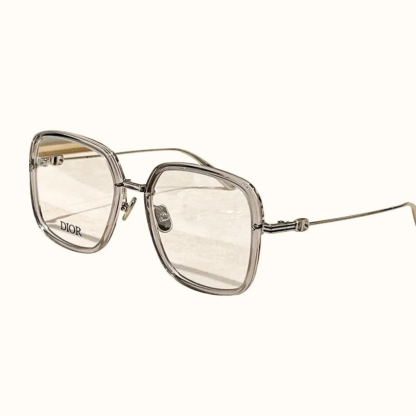 DIOR square transparent frame glasses misty rose/silver/tawny Size 58-15-145