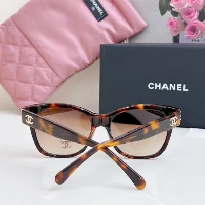 CHANEL square frame pearl glasses leopard-print black color SIZE 54-17-140