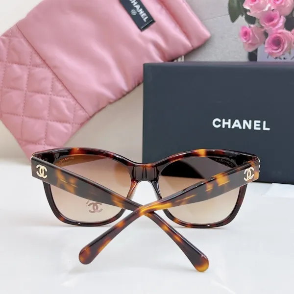 CHANEL square frame pearl glasses leopard-print black color SIZE 54-17-140 - Image 8