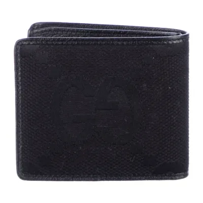 Gucci Small Bifold Wallet Black Calfskin Printed Leather