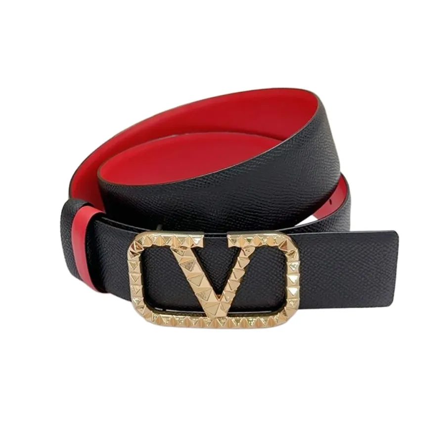 Valentino V Buckle With Rockstud Belt In White/Black/Blue/Brown/Red Calfskin With Black/Gold/Silver Hardware 40mm