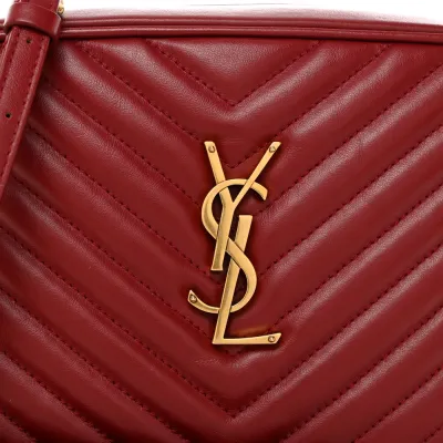 Saint Laurent Medium Lou Camera Bag Opyum Red Monogram Calfskin Matelasse Leather Gold Hardware