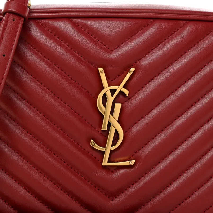 Saint Laurent Medium Lou Camera Bag Opyum Red Monogram Calfskin Matelasse Leather Gold Hardware