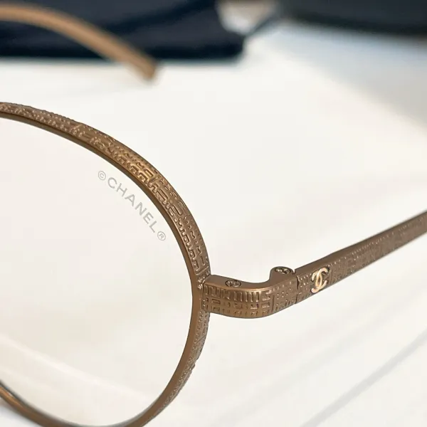 CHANEL round frame glasses Titanium color SIZE50口19-140 - Image 5