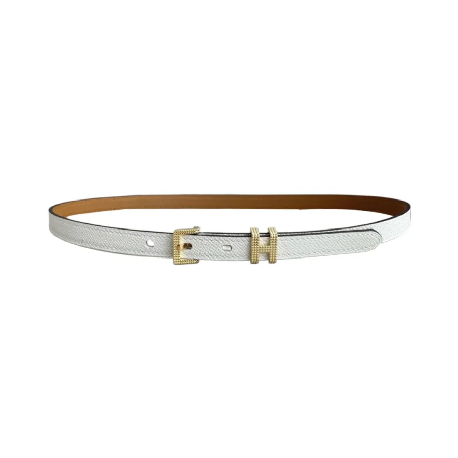 Hermès Women' s Square Buckle With Pop H Belt In Brown/Red/White Calfskin With Gold/Silver Hardware 13mm