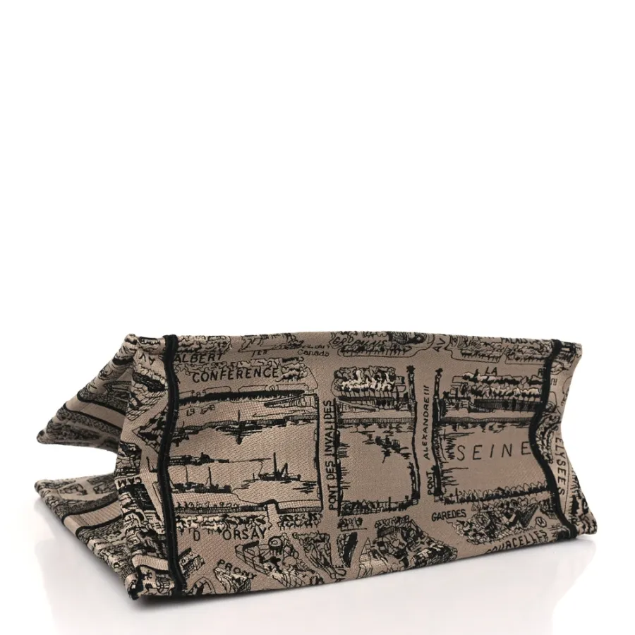 Dior Medium Plan De Paris Book Tote Beige/Black Embroidered Canvas