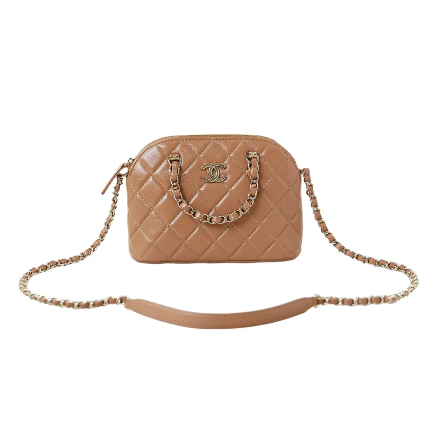 Chanel Black / Wine Red / Apricot color Quilted Lambskin Leather Crossbody Bags