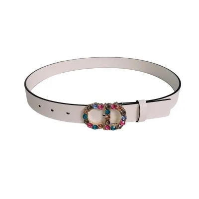 Dior Women' s 30 Montaigne Buckle With Crystals Belt In Brown/White/Pink Calfskin 30mm