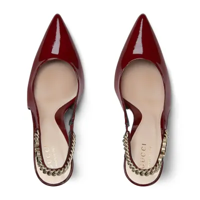 Gucci red patent leather pointed heels high heels shoes Rear lace up high heels