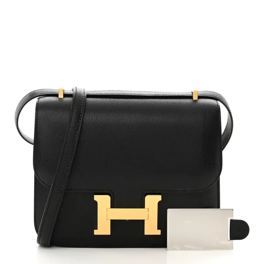 Hermès Constance 18 Black Chèvre Mysore Leather Rose Gold Hardware