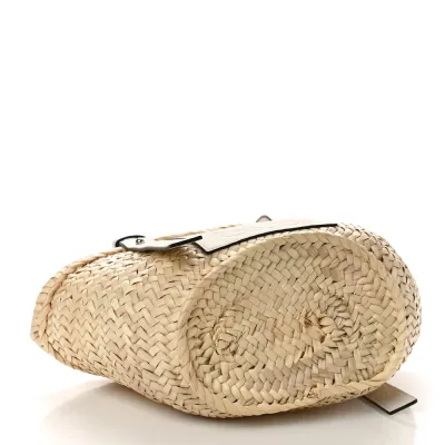 Loewe Basket Tote Bag Small Natural/White Raffia & Calfskin Leather