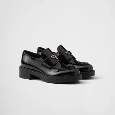 PRADA Black Chocolate patent leather loafers