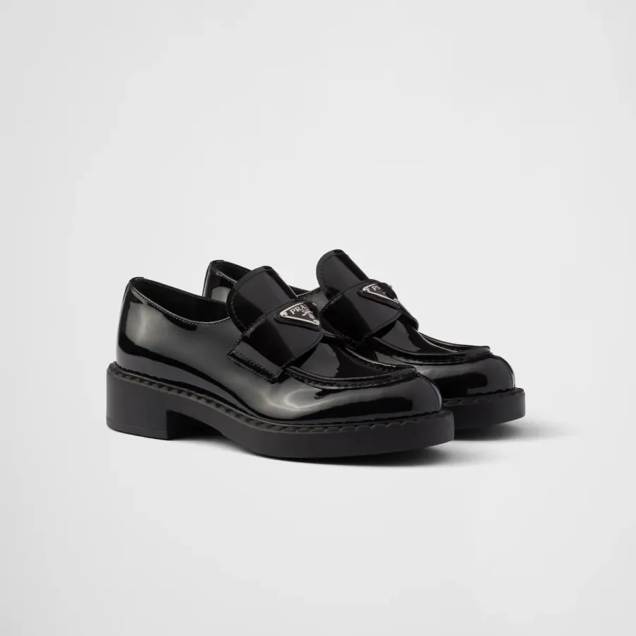 PRADA Black Chocolate patent leather loafers