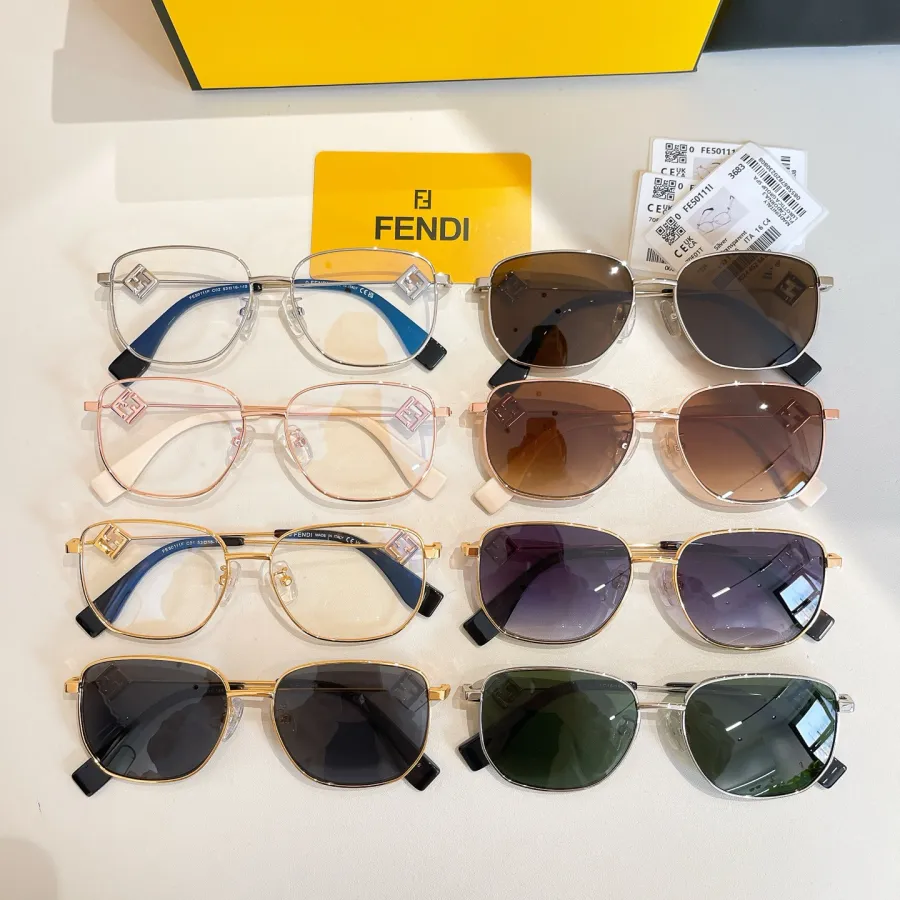 Fendi glasses silver/gold/rose gold/brown/eggplant/sepia/green/black gold color Size 56口16-140