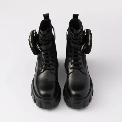 PRADA Black marbled leather boots (with bag)