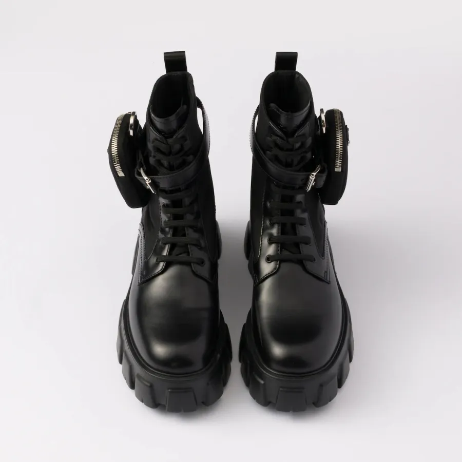 PRADA Black marbled leather boots (with bag)