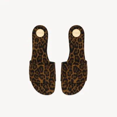 Yves Saint Laurent Leopard print grosgrain sandals slippers