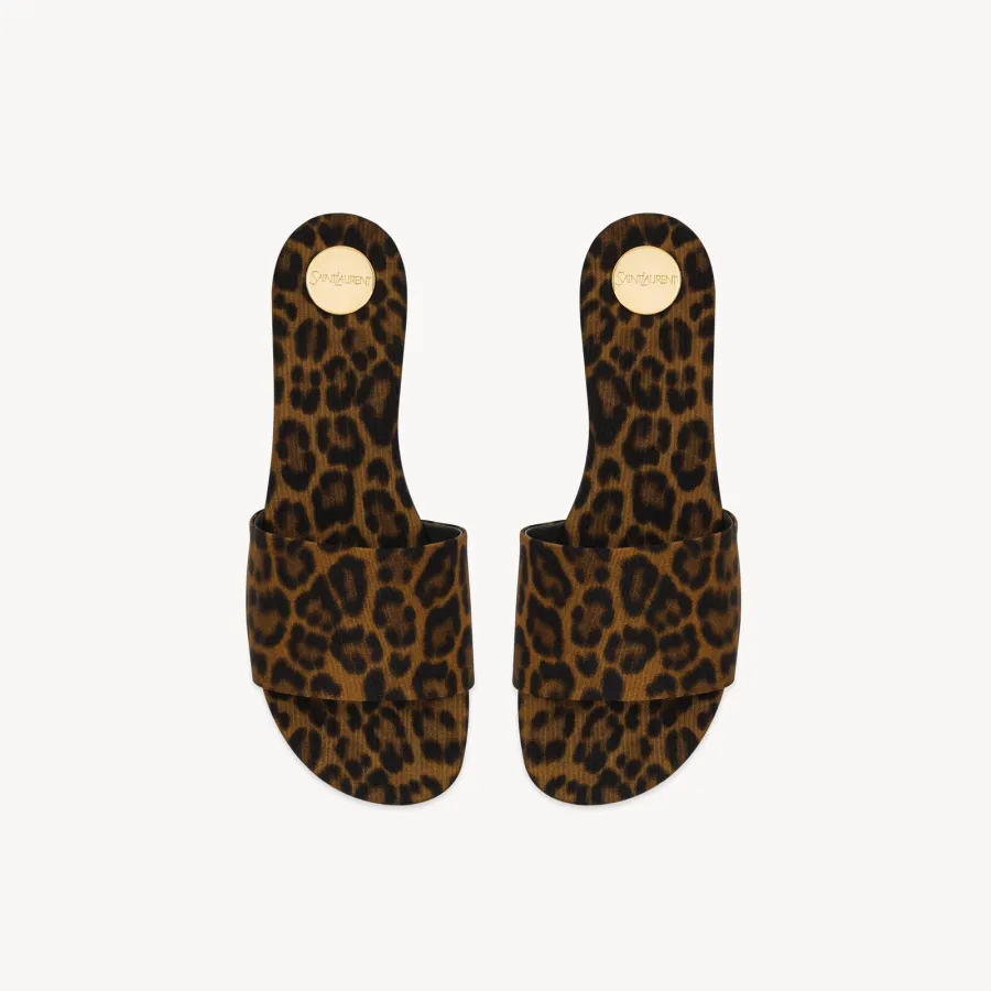 Yves Saint Laurent Leopard print grosgrain sandals slippers