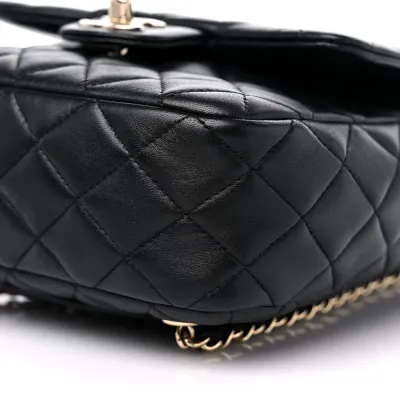 Chanel In Seoul Backpack Small Black Quilted Lambskin Leather Light Gold Hardware
