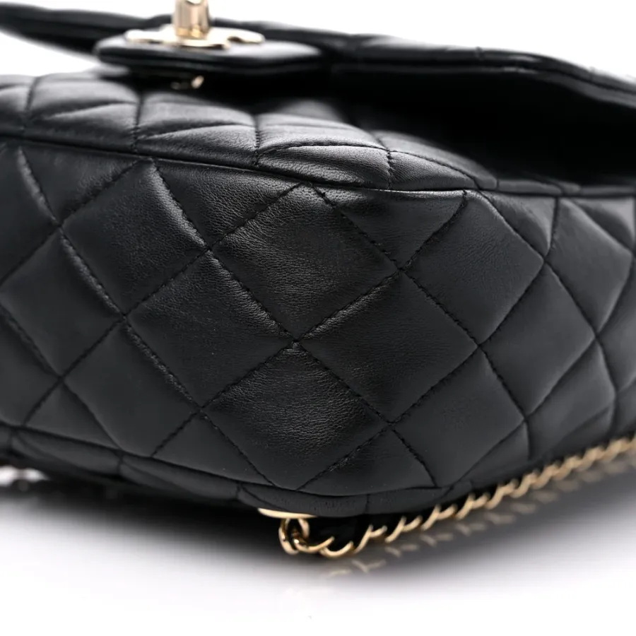 Chanel In Seoul Backpack Small Black Quilted Lambskin Leather Light Gold Hardware