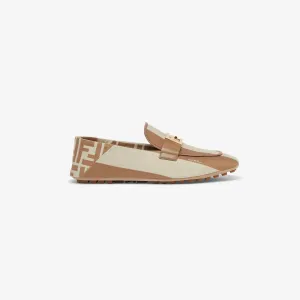 FENDI Beige canvas loafers