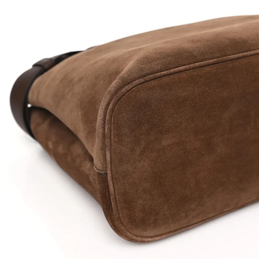 Prada Large Double Belt Tote Cacao Scamosciato Suede Leather