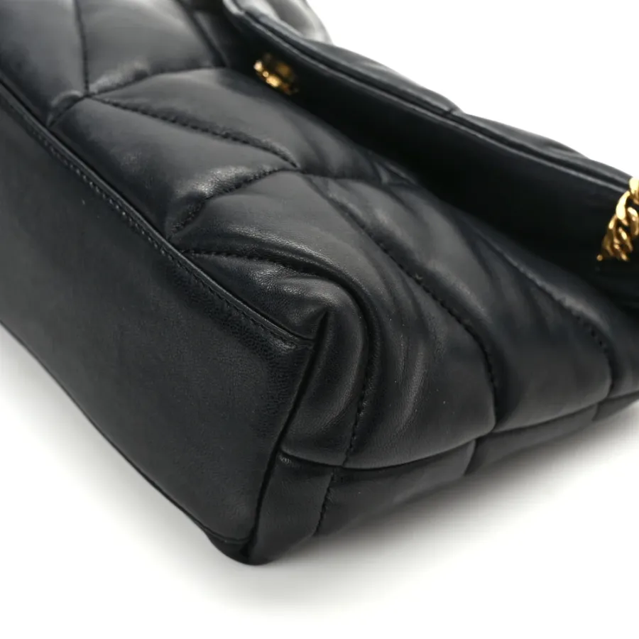 Saint Laurent Mini Loulou Chain Satchel Black Quilted Puffer Monogram Lambskin Leather Ruthenium Hardware