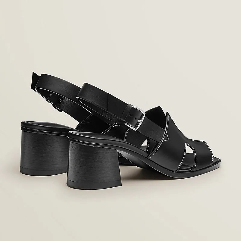 HERMES Elbe Black High Heels Sandal