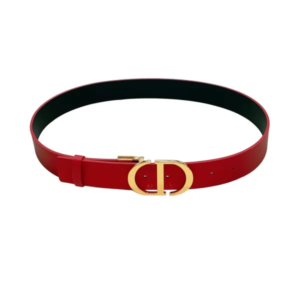 Dior Women' s 30 Montaigne Buckle Reversible Belt In White/Black/Red/Khaki Calfskin With Gold/Silver Hardware 35mm - Image 4