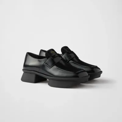 PRADA Equal black shiny leather loafers