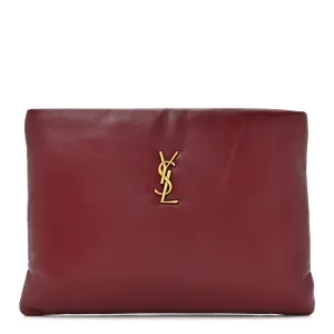 Saint Laurent Small Calypso Pouch Rouge Merlot Lambskin Leather Gold Hardware